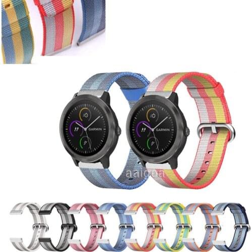 20mm 22mm Woven Nylon Band Sport Loop Strap for Garmin Vivoactive 3 Music for Garmin Venu Sq /Forerunner 645 245 Watch Strap