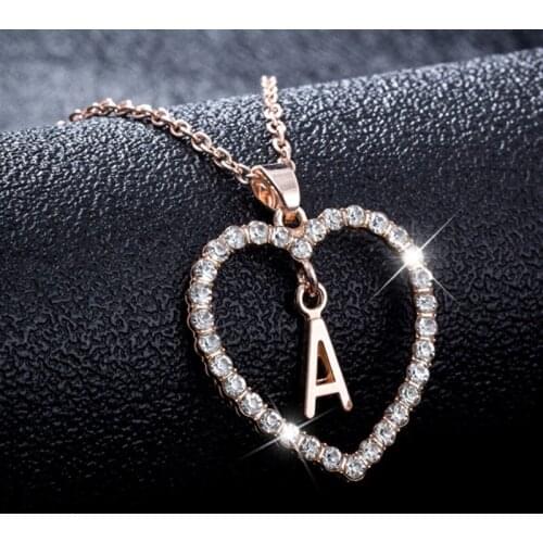 26 English alphabet Peach Jewelry heart necklace love Accessories Drop Shipping Girls Birthday Gift Friend Name Initials X3