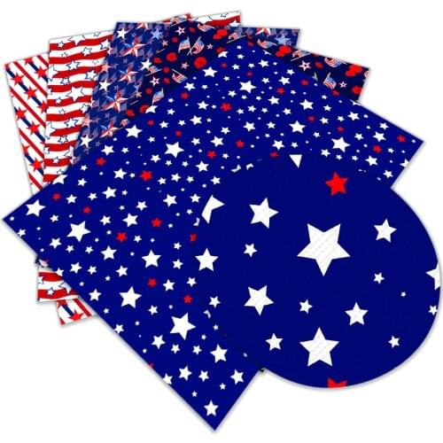 4th of July Faux Leather Printed American Independence Day Pattern for DIY Sewing Material For Garments A4 22*30CM