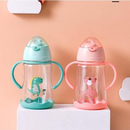 420/500ml Training Bottle Kids Toddler Baby Healthy Feeding Cup Safe Drinking Water Straw Sippy Lovely Baby Water Milk Cup