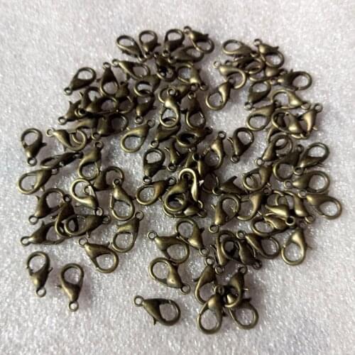50pcs Fashion Jewelry Findings,Alloy Antique Bronze/gold/kc Gold/Rhodium Lobster Clasp Hooks For Necklace&bracelet