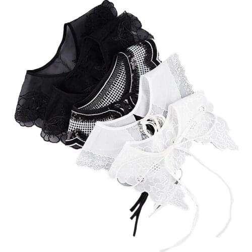 9 Styles Women Lace Fake Collar Cloud Shoulder False Doll Collar Clothe Shirt Detachable Collar Tie Bow