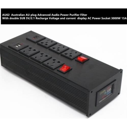 AU62 Australian AU plug Advanced Audio Power Purifier Filter With double USB 5V/2.1 Recharge display AU AC Power Socket