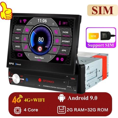 1DIN Android 9 Car Radio GPS Navigation Bluetooth Rear View Camera Car Radio Video Player Android Stereo Audio FM SD USB SIM