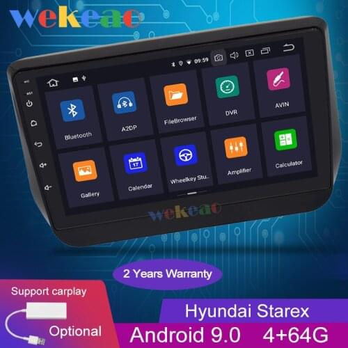 Wekeao Touch Screen 9'' 1 Din Android 9.0 Car Radio Automotivo For Hyundai H1 Starex Grand Carplay Auto GPS Navigation 2017-2018