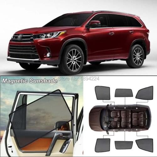 Car Full Side Windows Magnetic Sun Shade UV Protection Ray Blocking Mesh Visor For Toyota Highlander 2015-2018