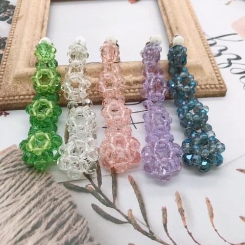 Big Braided Handmade Flower Transparent Colorful Earrings Jewelry For Travelling Women Girl
