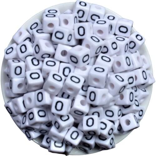 50Pcs 10x10mm "A-Z" Single Letter Alphabet Letter Cubic Beads White Necklace Jewelry Accessories Spacer Acrylic Beads