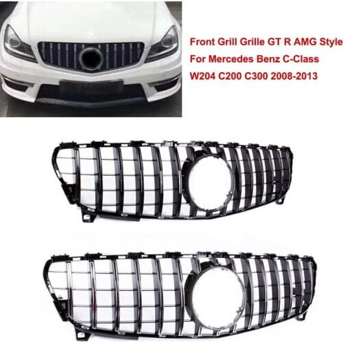 For Mercedes Benz Front Grill Upper Grille GT R AMG Style C-Class W204 C200 C300 2008 2009 2010 2011 2012 2013 Accessories