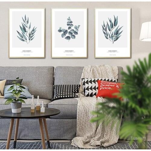 Eucalyptus Print Greenery Wall Art Green Leaves Poster Modern Minimalist Canvas Painting Wall Picture for Modern Living Room