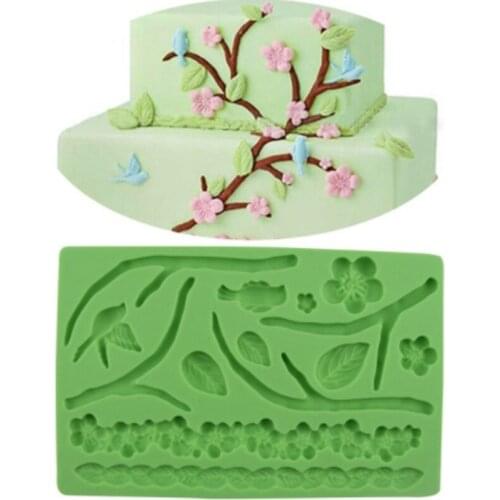 Bird Plum Blossom Twig Molds Fondant Cakes Decor Tools Silicone Molds Sugarcrafts Chocolate Baking Tools For Cakes Gumpaste Form