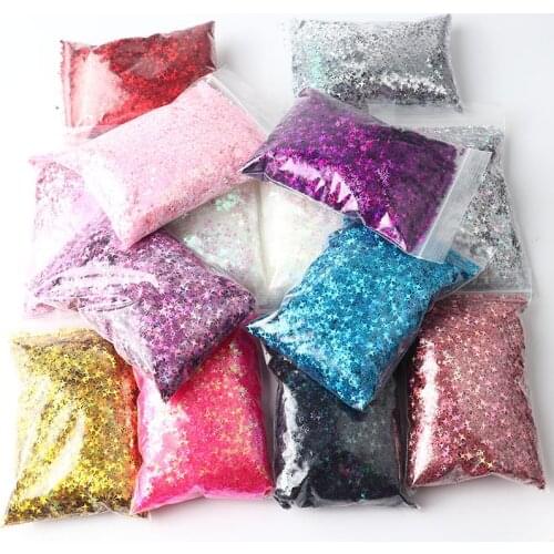 50g Holographic Cross Sequin Nail Polish 4mm Rainbow Star Glitter Nail Patch 3D Mirror Nail Polish Art Paper Material Decoration