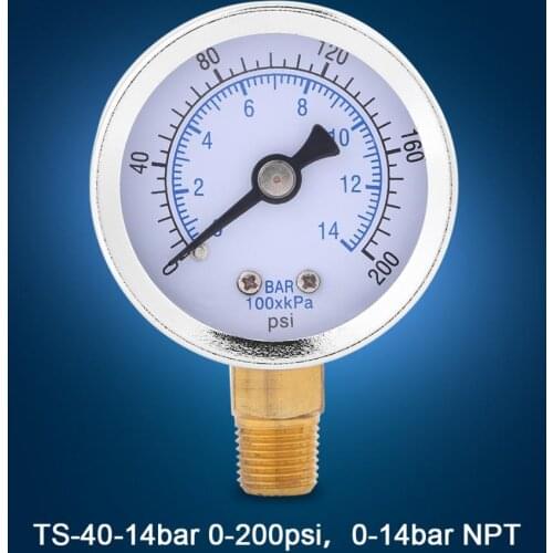 0-200psi 0-14bar Tyre Pressure Meter 40mm Dial Meter 1/8 Vacuum Gauge measuring tool