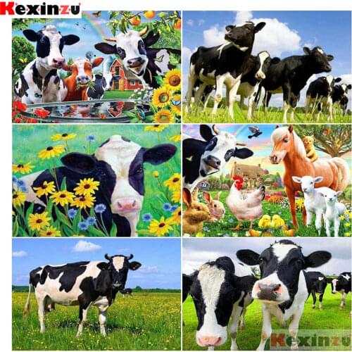 KEXINZU Full Square/Round Drill 5D DIY Diamond Painting Cows Diamond Embroidery Animals Cross Stitch Mosaic Rhinestone Art