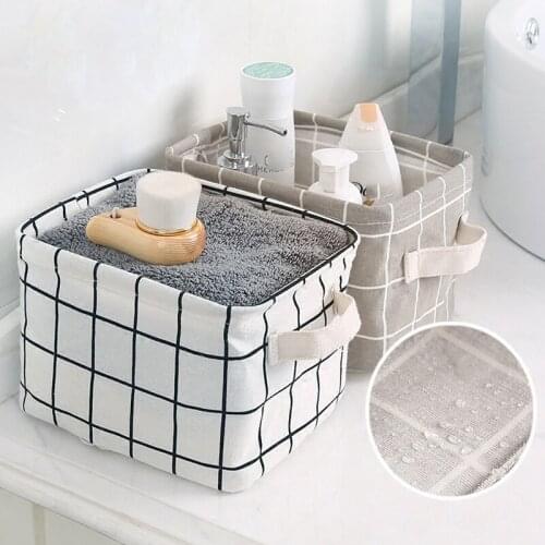 Desktop Fabric Sundries Basket Storage Basket Cosmetic Storage Basket Jewelry Organizing Basket Waterproof Household Blue