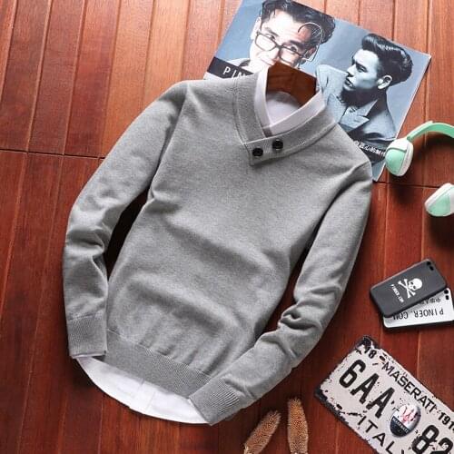 MRMT 2021 Brand Winter New Mens Sweater Solid Color Pullover for Male Sweater Casual V Tie Buttons Fashion Sweater