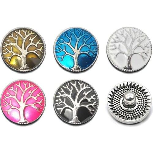 Wholesale metal Snap Buttons w175 tree Diy Jewelry fit 18mm Snap button Necklaces/Bracelets for women