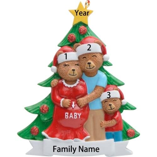Wholesale Resin Maxora Pregnant Bear Family of 3 Personalized Ornament for Christmas Tree, Holiday Home Decor, gift, Keepsakes
