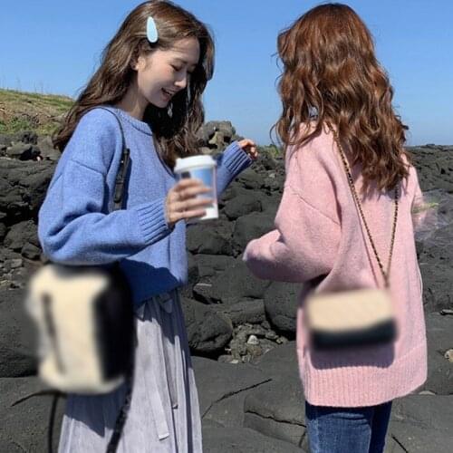 Autumn Winter Loose Sweater Women Casual O-Neck Korean Style Fashion Knitted Pullover Jumper Tops