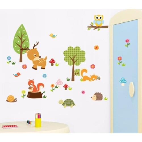 Mayitr Removable Zoo Animals Wall sticker Kids Room Decoration Lovely Stickers Nursery Baby Room Home DIY Decor