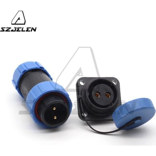 SP21 2 Pin Waterproof Connector LED Power Square Panel Mount Connectors Male and Female Plug & Socket IP68