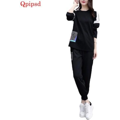 5XL Sporting Suit Female 2021 Spring Autumn New 2 Piece Sportswear Suit Set Womens Large Size Loose Tracksuit Women Pants Sets