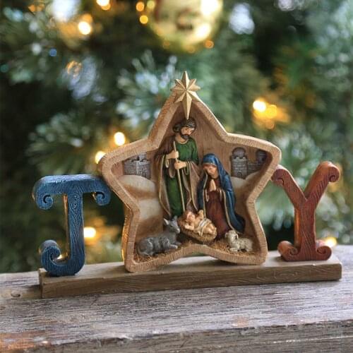 Nativity Scene Statue Baby Jesus Christmas Crib Figurine Ornament