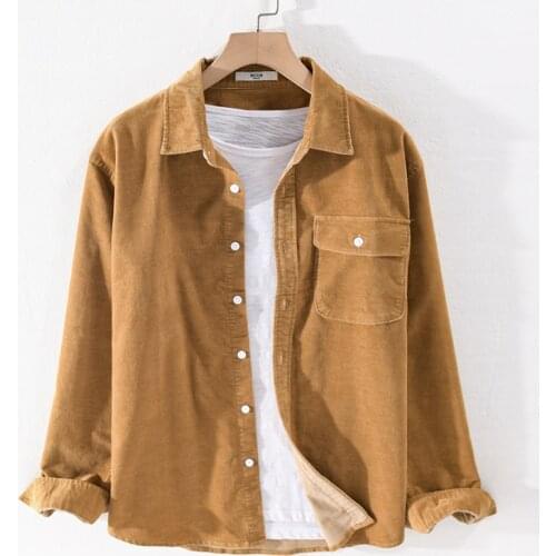Suehaiwes style Italy brand corduroy cotton shirt men fashion solid autumn shirts for men casual comfortable shirt mens chemise