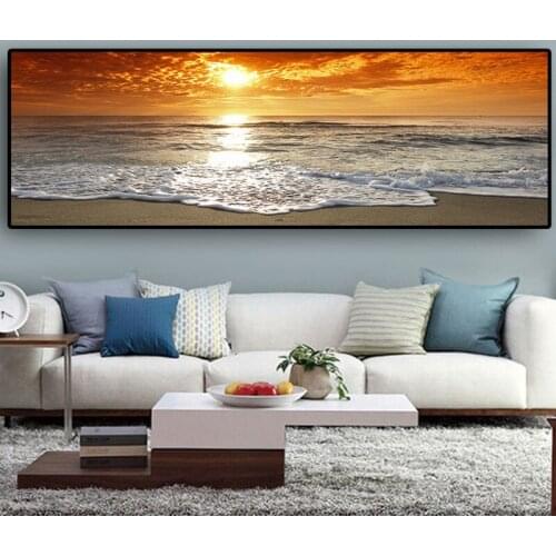 Sunsets Natural Sea Beach Landscape Posters and Prints Canvas Painting Panorama Scandinavian Wall Art Picture for Living Room