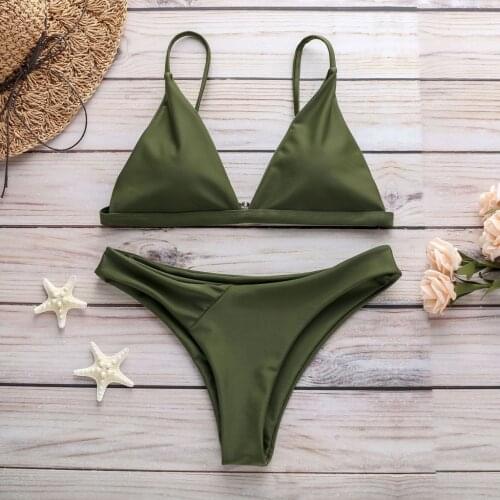 Sexy White Bikini Women Swimwear Sexy High Push-up Bikini Set Swimsuit Solid Color Brazilian Bikinis 2 Piece Swimsuit Mayokini