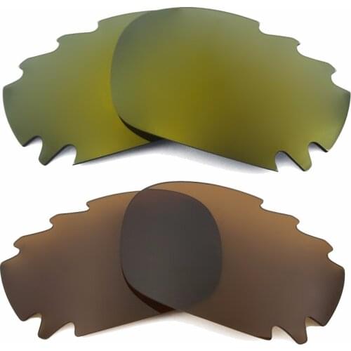 Bronze Gold Mirrored & Brown Polarized Replacement Lenses for Jawbone Vented Racing Jacket Frame 100% UVA & UVB