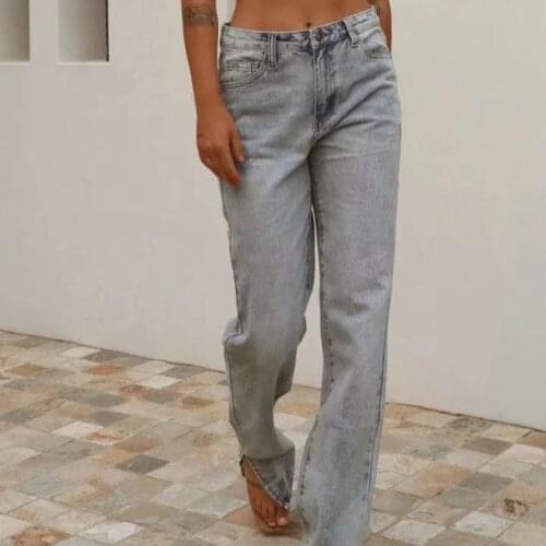 Women Split Vintage Personality Casual Fashion Denim Pants 2021 High Waist Bottoms Ladies Classic Jeans Trousers Streetwear Ins