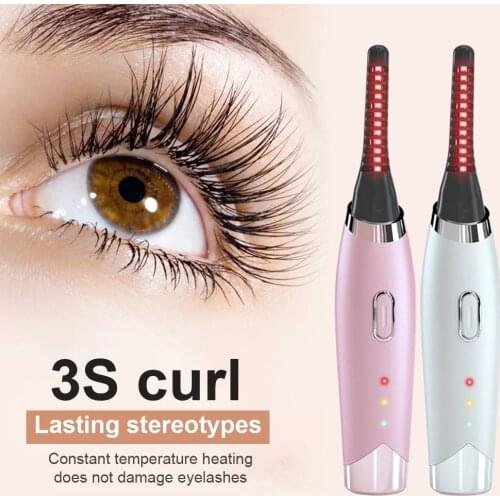1Kit Electric Heated Eyelash Curler Applicator Makeup Curling Natural Eye Lash Curler Long Lasting Beauty Tools With USB Charge