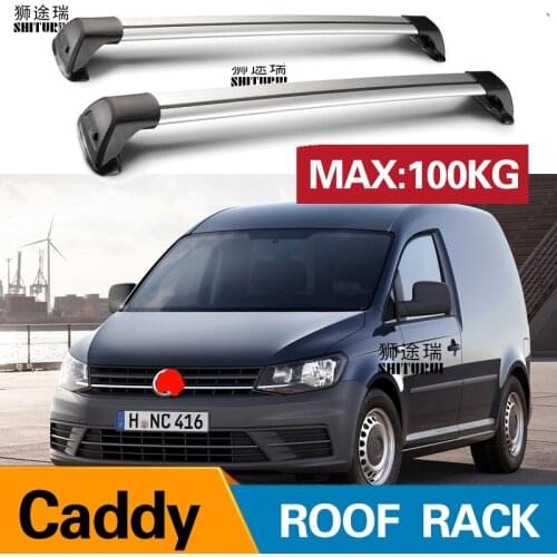 2 pcs For VOLKSWAGEN Caddy, 4/5-dr MPV, 04-15, roof bar car special aluminum alloy belt lock Led shooting ROOF RACK CORSS rack