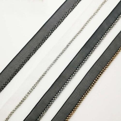 4yards 1cm Wide Copper Bead Chain Lace Trim Ribbon DIY Handmade Clothes Shoes Hat Decorative Edging Accessories Wedding Dress