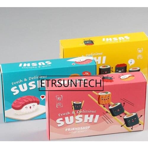 500pcs sushi box disposable paper packing box for fast food shop restaurant fried chicken french fries bento