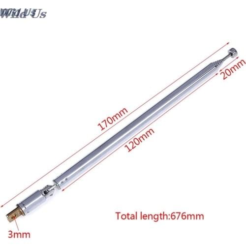 7 Sections Telescopic Antenna Aerial for Radio TV silver Expanded total length 765MM new