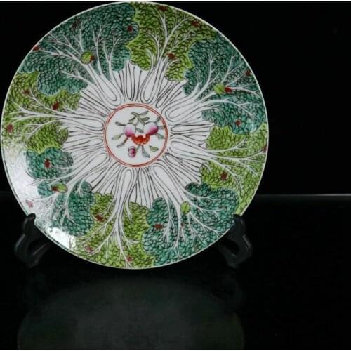 Antique China Qing Dynasty rare Pastel Cabbage pattern plate