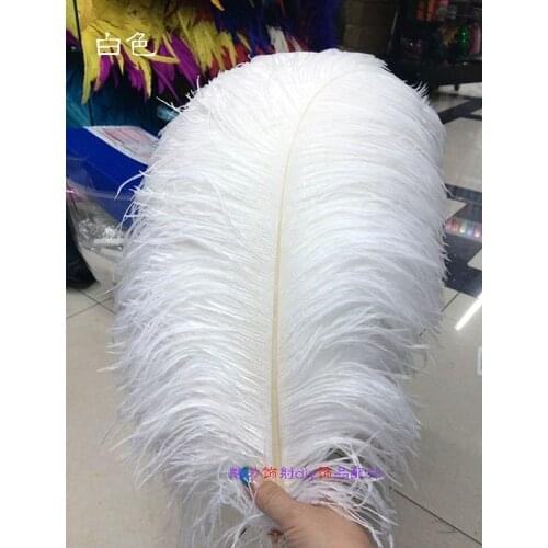 White ostrich feather 40-45 cm / 16 to 18 inches 10pcs ostrich plumage artware performing wedding decoration