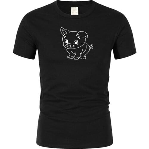 Brand mens T-shirt humorous cute pig T-shirt short sleeve printing