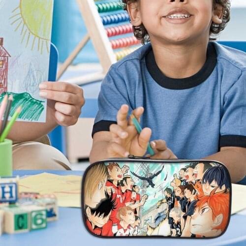 Japan Anime Haikyuu Large Capacity Pencil Books Case Fashion Style Stationery Storage School Pen Box Bag