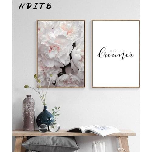 Flower Motivational Quotes Wall Art Canvas Poster Nordic Floral Print Painting Modern Wall Pictures for Living Room Decoration