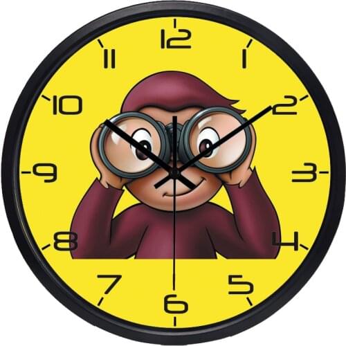 Children Room Bedroom, Living Room Silent Glass Clock Cartoon Children Holding A Telescope Wall Clock Home Decor