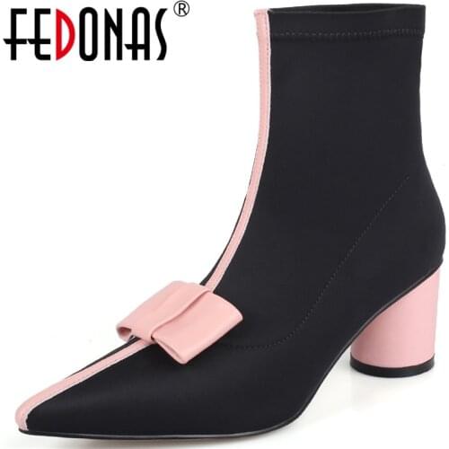 FEDONAS 2021 Winter Women Ankle Boots Butterfly Knot Sweet Genuine Leather Demi-Season Boots For Women Wedding Prom Shoes Woman