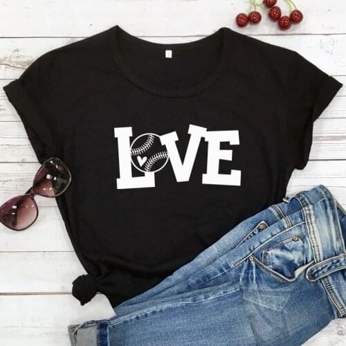 Love Baseball 100%Cotton T-shirt Cute Women Graphic Hipster Grunge Tees Tops Funny 90s Unisex Short Sleeve Game Day Gift Tshirt