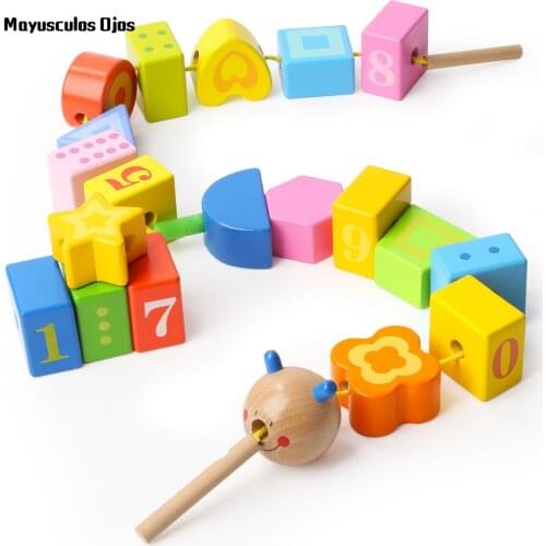 Caterpillar Baby Beaded Threading Blocks Educational Toys Infant Children Early Childhood Wearing Beads Toy