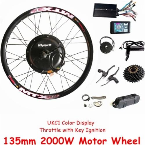 135mm dropout 70km/h 72v 2000W Rear wheel Motor Electric Bike Kit Electric Bicycle Conversion Kit Sine Wave Controller, key