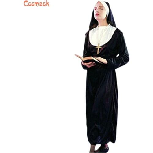 Cosmask Halloween Costume Prom Costumes Cosplay Costume Female Priest Service Nun Costume Nun Skirt Cross