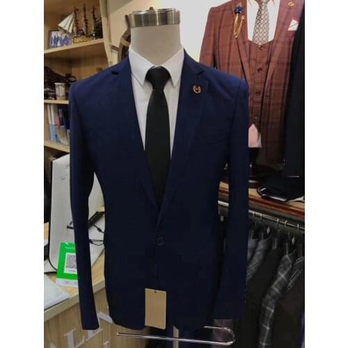 Tailor made Classic blue Wedding Suit for men slim fit 3 piece business formal suits man Prom Tuxedo Blazer Jacket+Pants+Vest