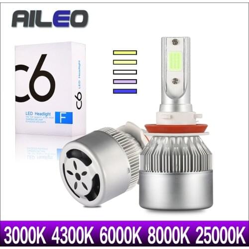 AILEO 4pcs/2pcs H7 LED H4 H1 H3 H11 H8 H9 H10 H13 H16(JP) H27 HIR2 9008 9145 5202 Car Headlight Bulbs 3000K 8000k 6000K 4300K C6